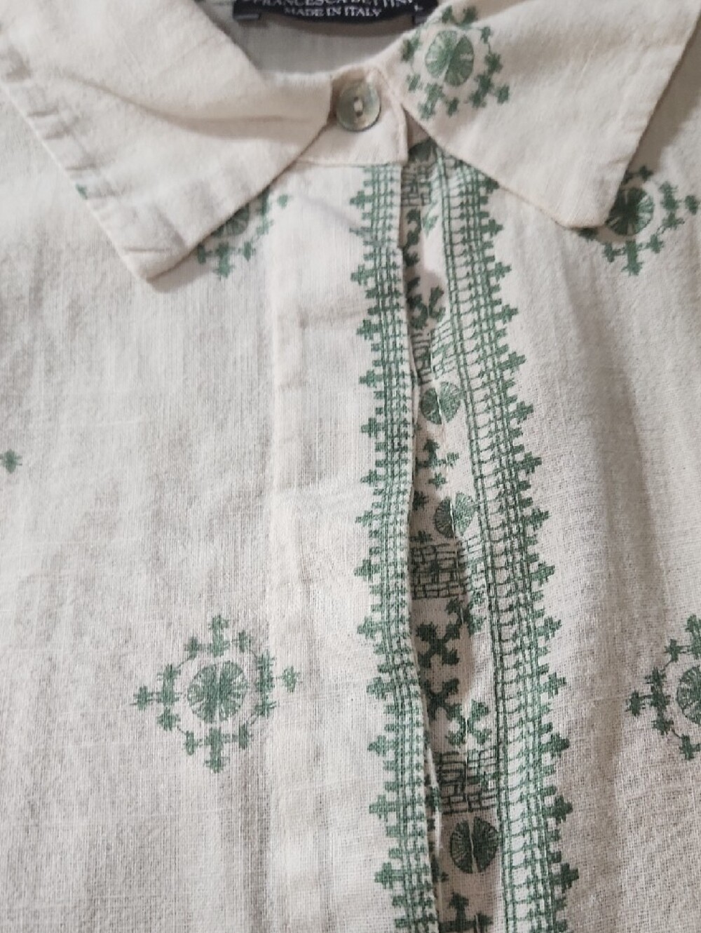 Francesca Bettini Made In Italy, Button-Down Shirt 100% Cotton Linen Blend - Picture 3 of 11